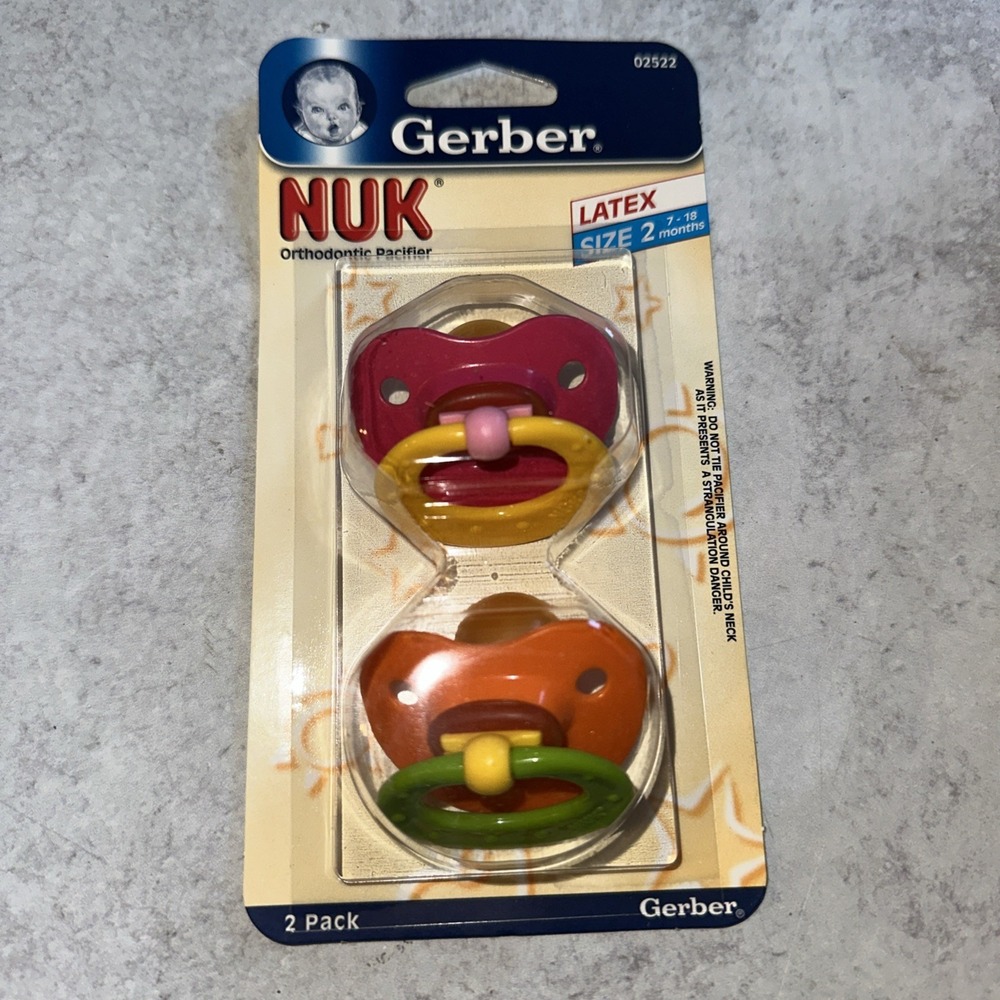 2 Set Gerber Original NUK Orthodontic PACIFIER Size 2 6-18 months Latex Pink